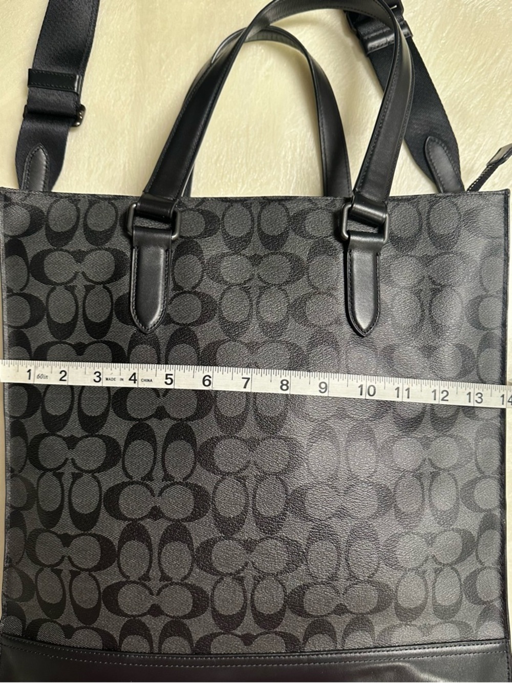 Coach Men's Charcoal/Black Signature Messenger Tote - Picture 4 of 4